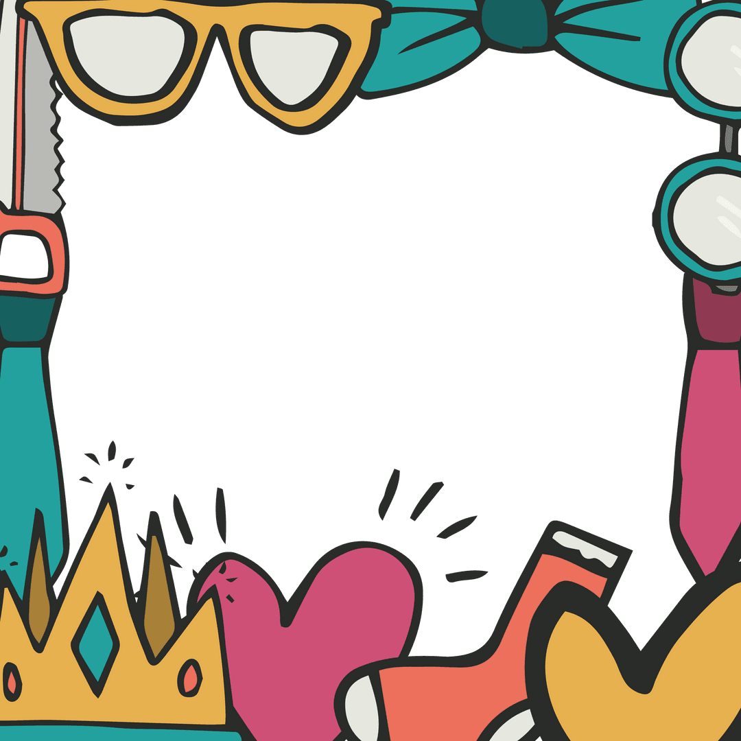 Colorful Decorative Frame Illustration on Transparent Background