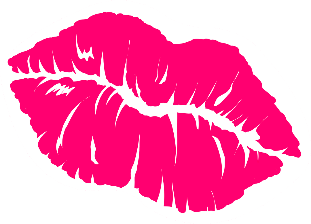 Magenta Lipstick Kiss Mark on Transparent Background