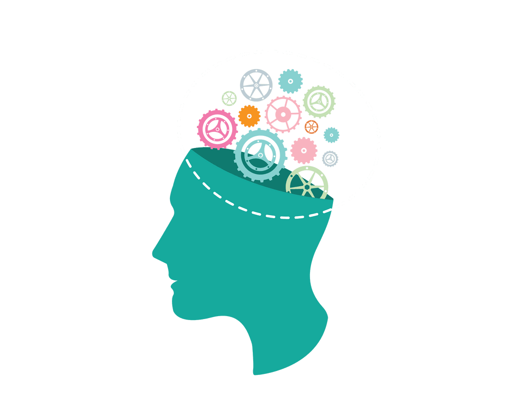 transparent silhouette with colorful gears illustrating brain function - Download Free Stock Images Pikwizard.com