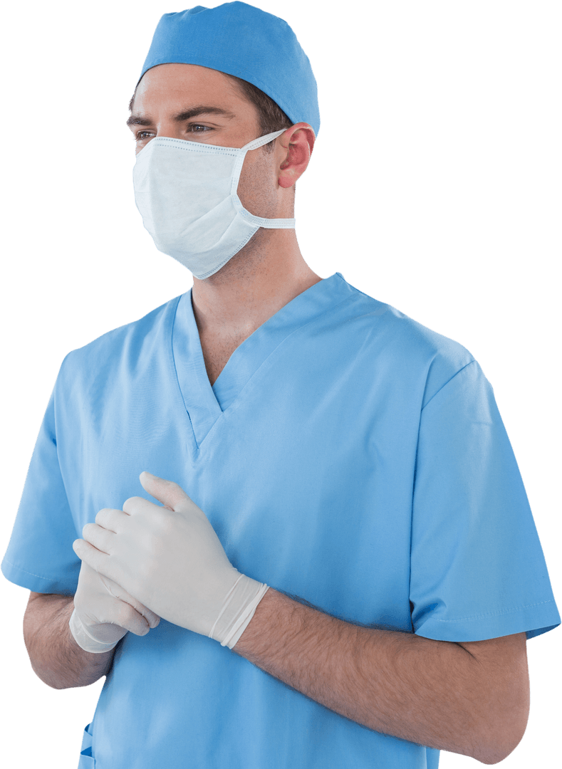 Transparent Background Surgeon Wearing Medical Gloves