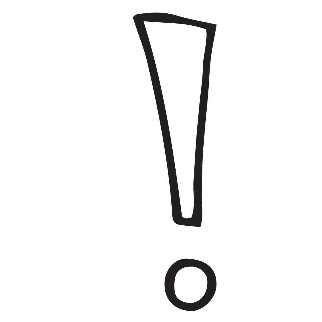 Simplistic Exclamation Mark Illustration on Transparent Background