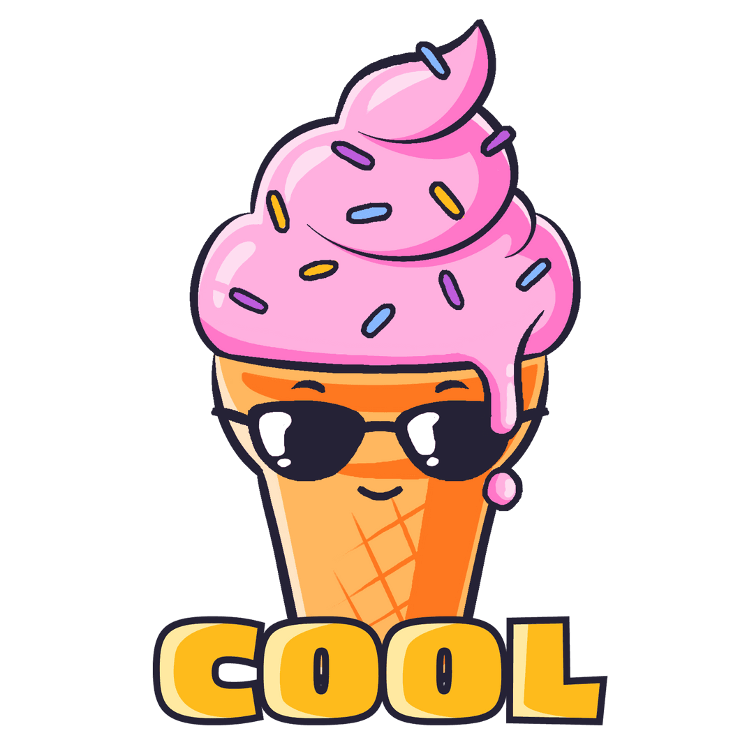 Playful Ice Cream Cone with Sunglasses and Cool Text