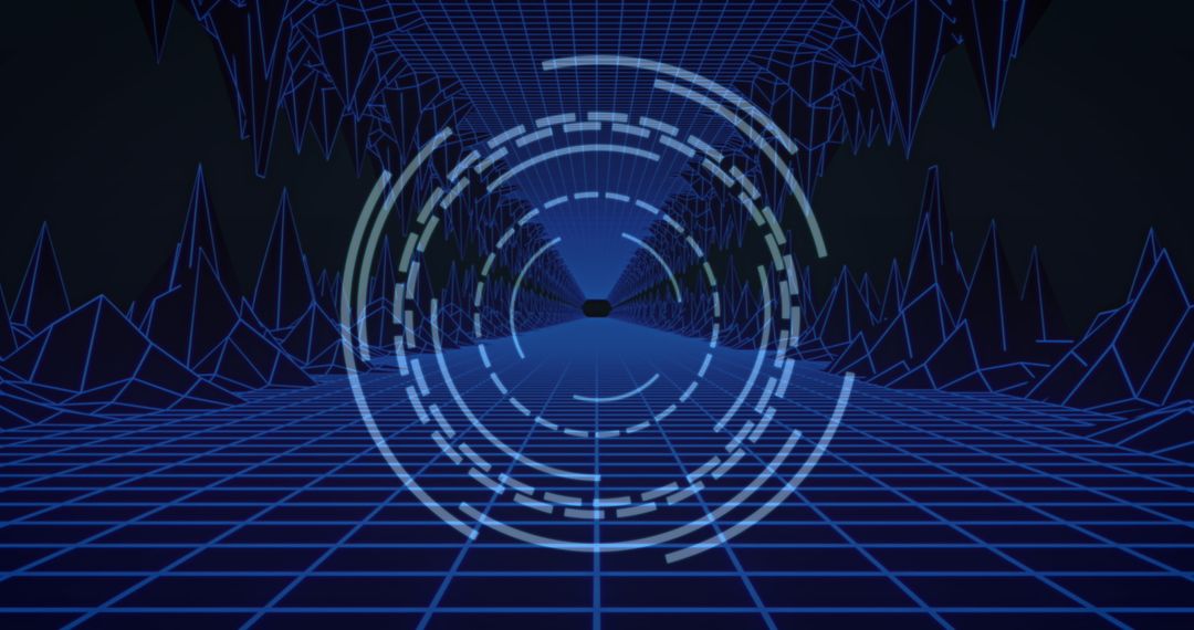 Digital Scope Scanner on Futuristic Grid Tunnel