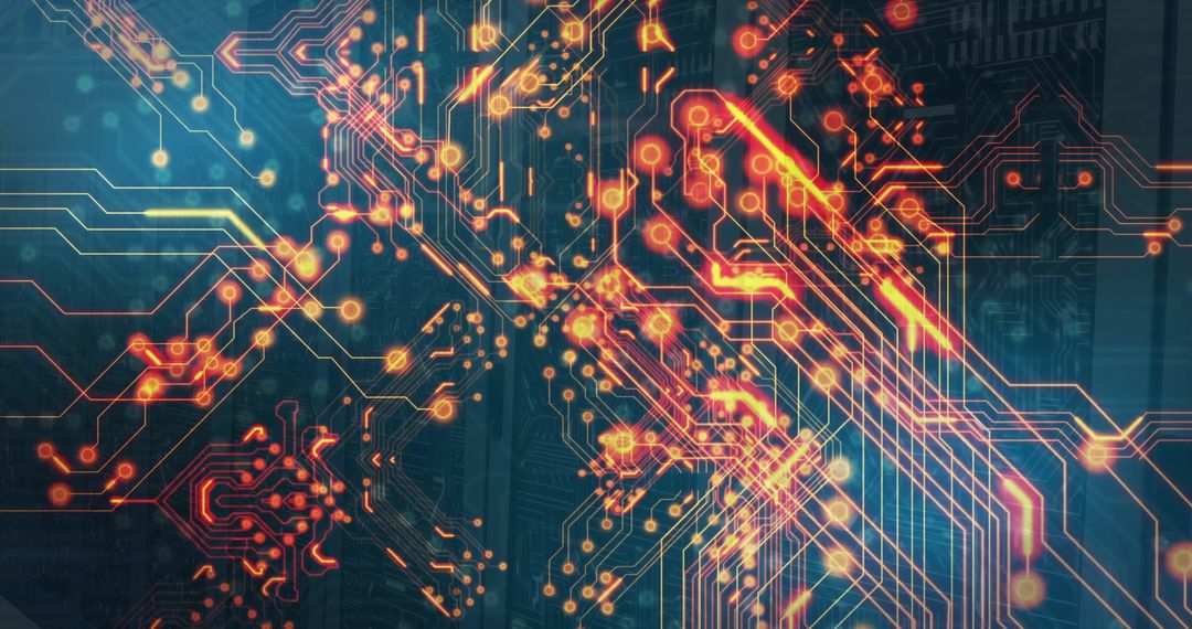 Futuristic Circuit Board and Digital Data Connections