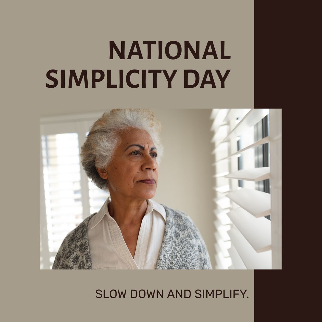 Senior Woman Reflecting on National Simplicity Day