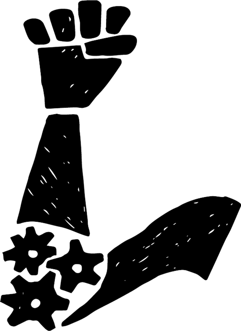 Transparent Raised Fist with Gears Symbolic Graphic