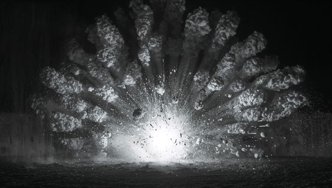 Dynamic Foam Plume Explosion Over Water at Night