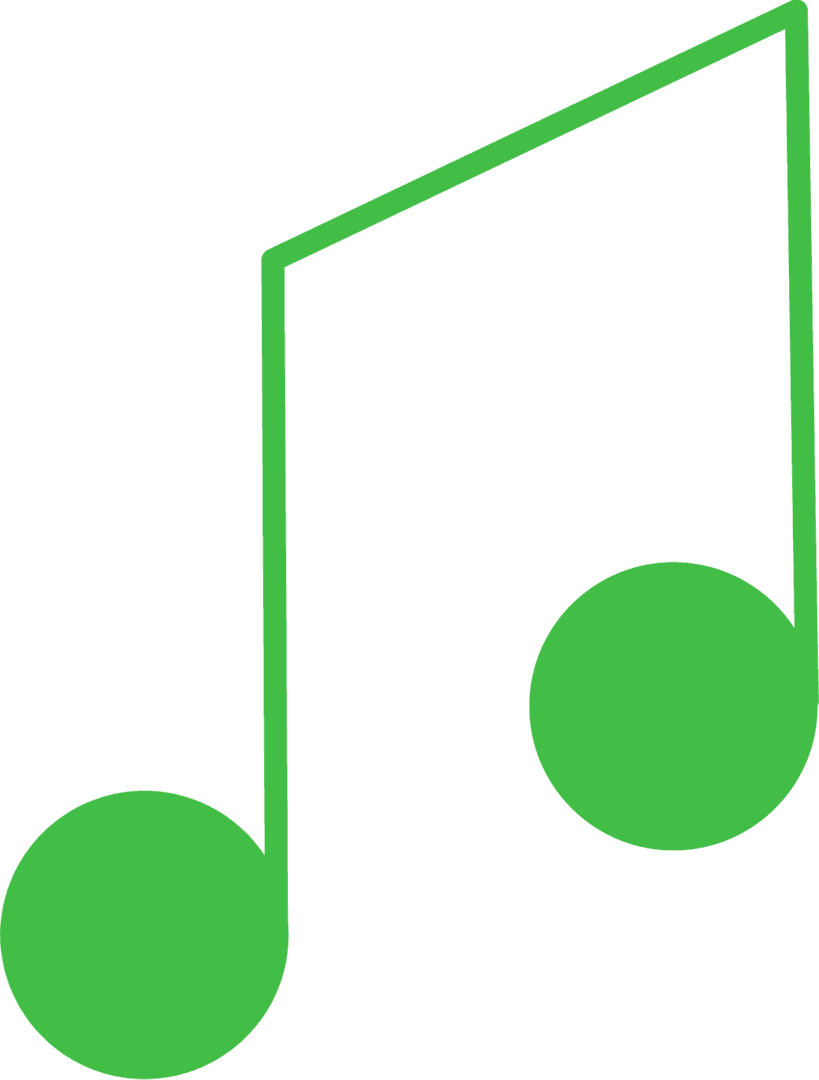 Green Musical Note Vector on Transparent Background
