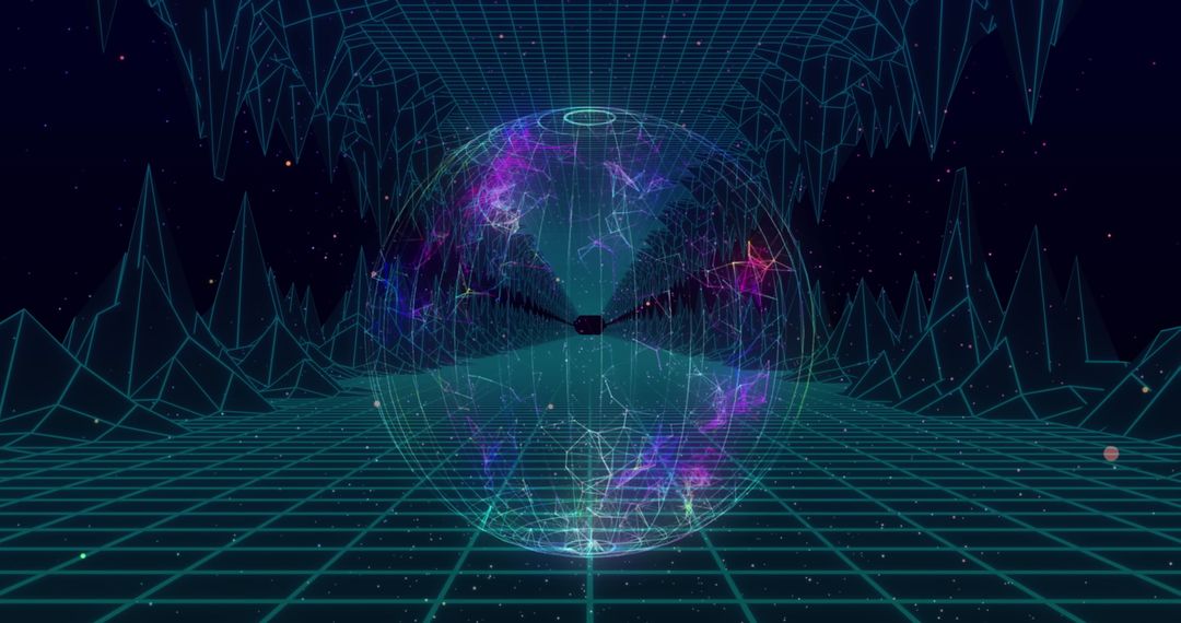 Futuristic Digital Globe and Geometry Network Concept