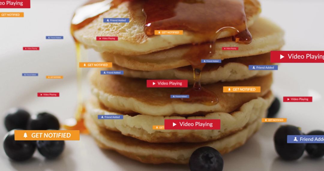 Modern Breakfast with Pancakes and Digital Notifications