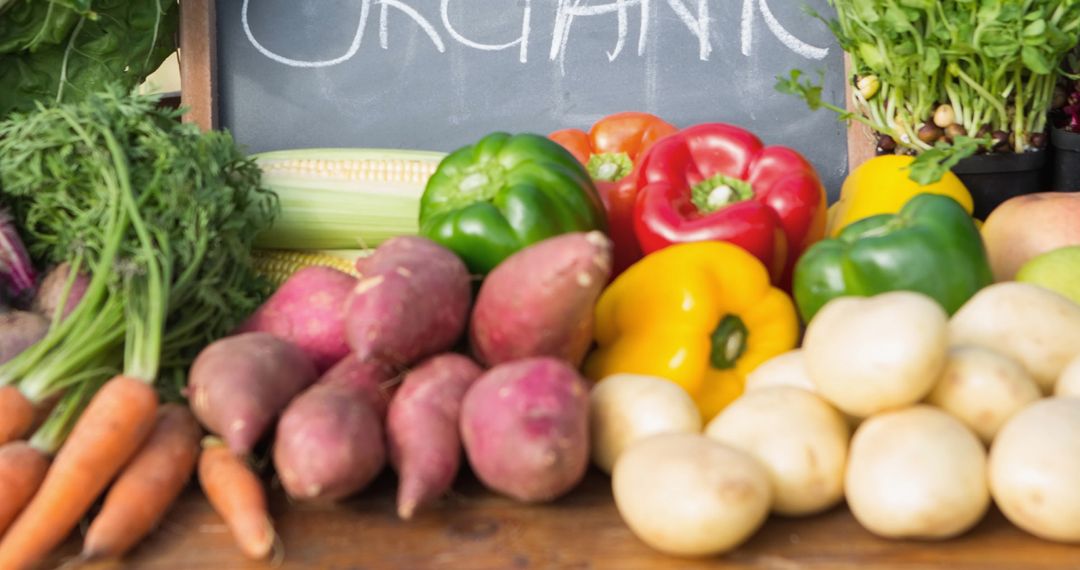 Fresh Organic Vegetables at Market Display