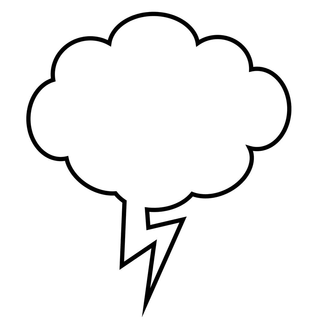 White Cloud with Lightning Bolt on Transparent Background