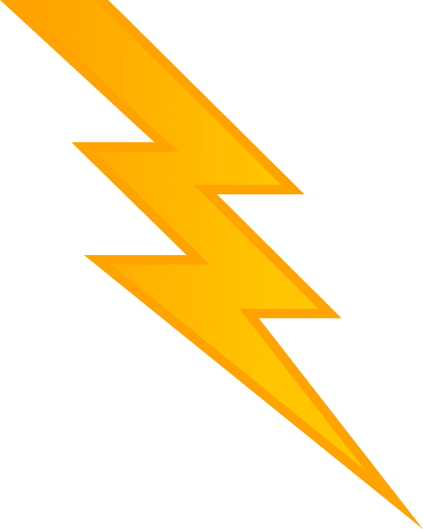 Flat Yellow Lightning Bolt: Transparent Modern Icon