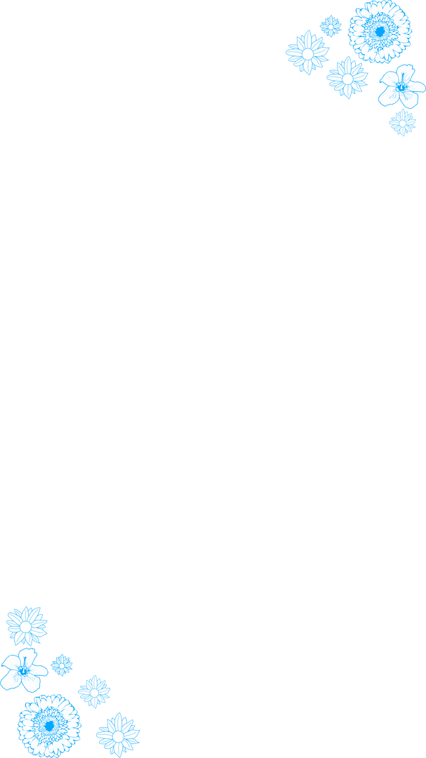 Blue Floral Pattern on Transparent Background for Decorative Design