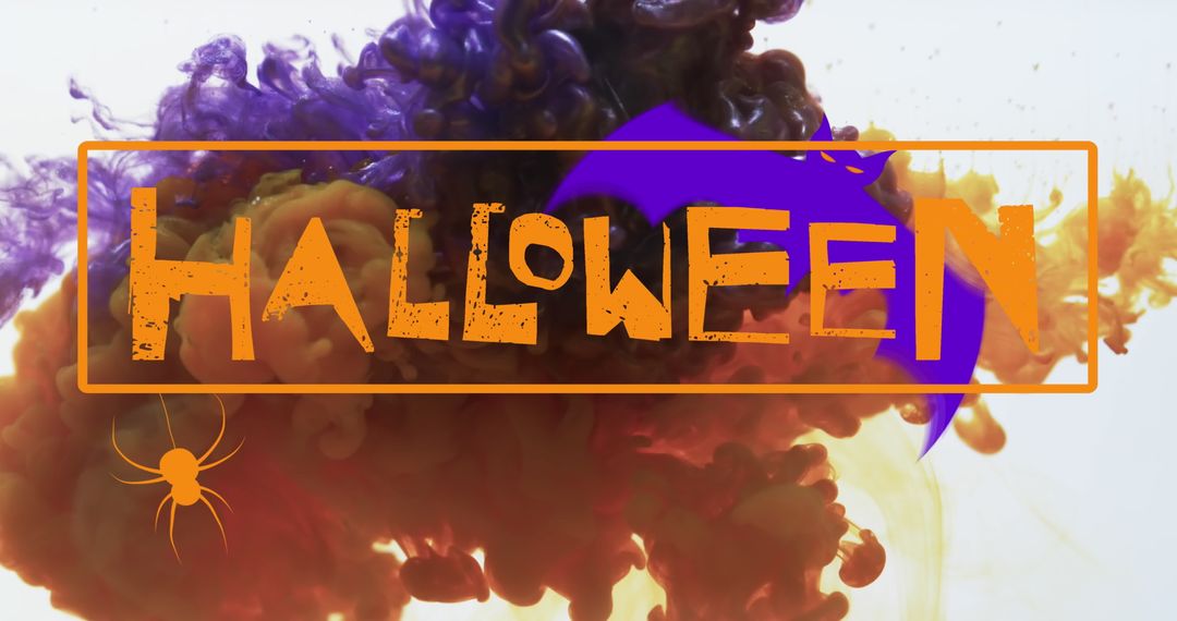 Creative Halloween Concept with Bold Typography and Vibrant Smoke