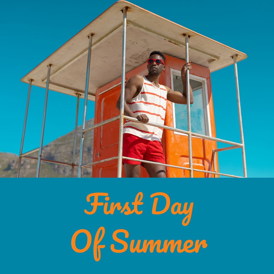 Lifeguard on Duty at Bright Summer Beach