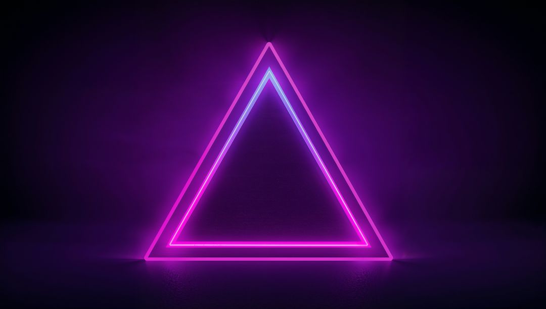 Radiating Neon Triangle with Cyan-to-Magenta Gradient and Reflective Purple Haze