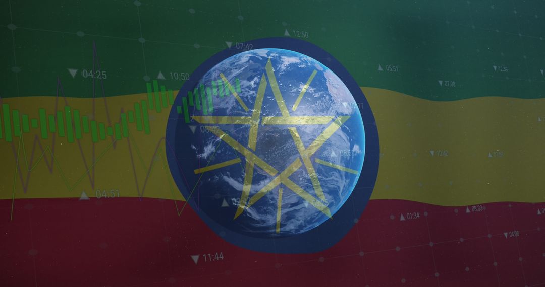 Digitally Connected Globe with Statistical Analysis Overlay