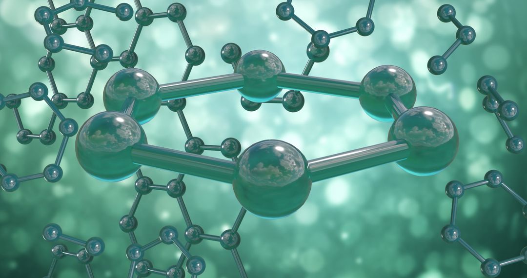 3D Molecular Structure on Green Ambient Background