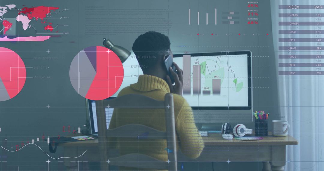 African American Woman Analyzing Financial Data on Computer