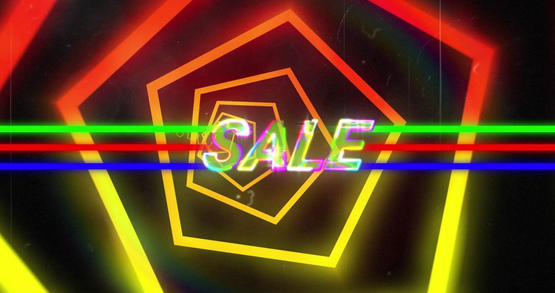 Neon Hexagonal Frames with Sale Highlight