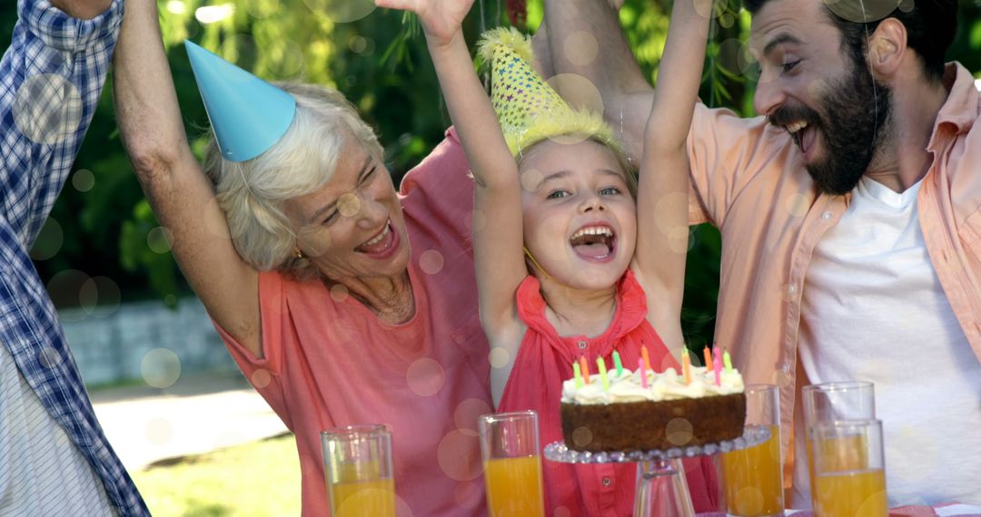 Joyful Family Birthday Celebration with Festive Party Hats