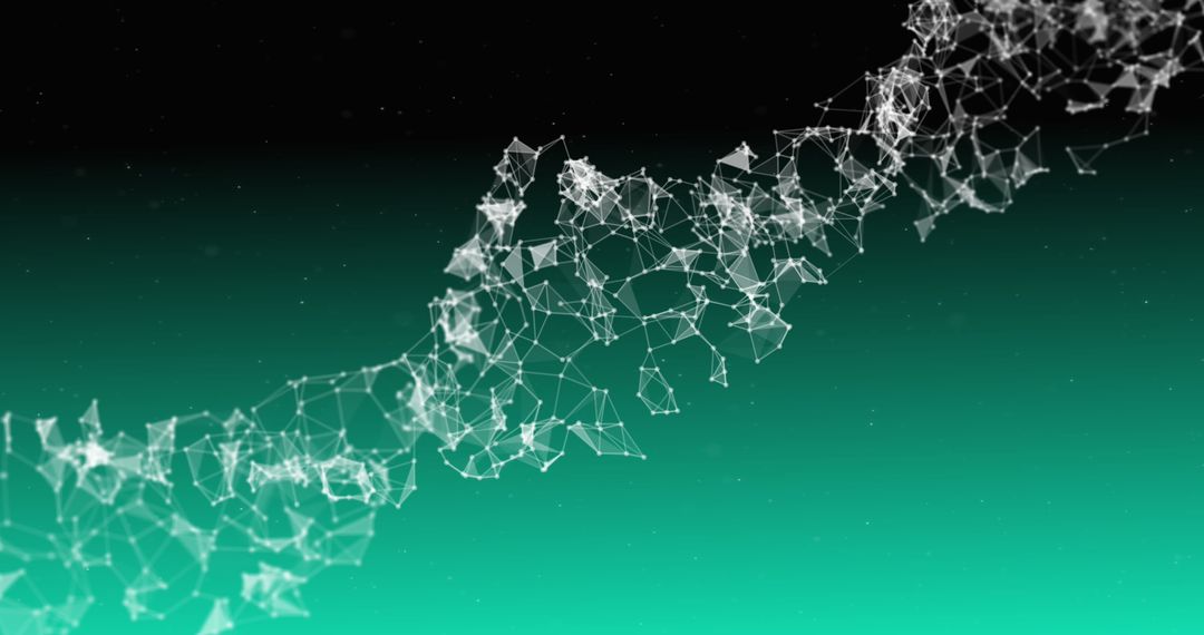 Abstract DNA Strand Network with Virus Cells on Green Background