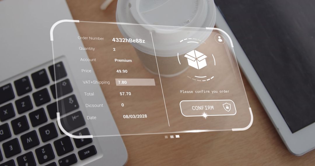 Digital Interface with Order Details on Workspace Desk