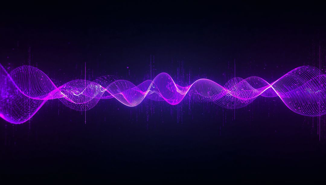Vibrant Neon Waveform with Digital Particle Accents