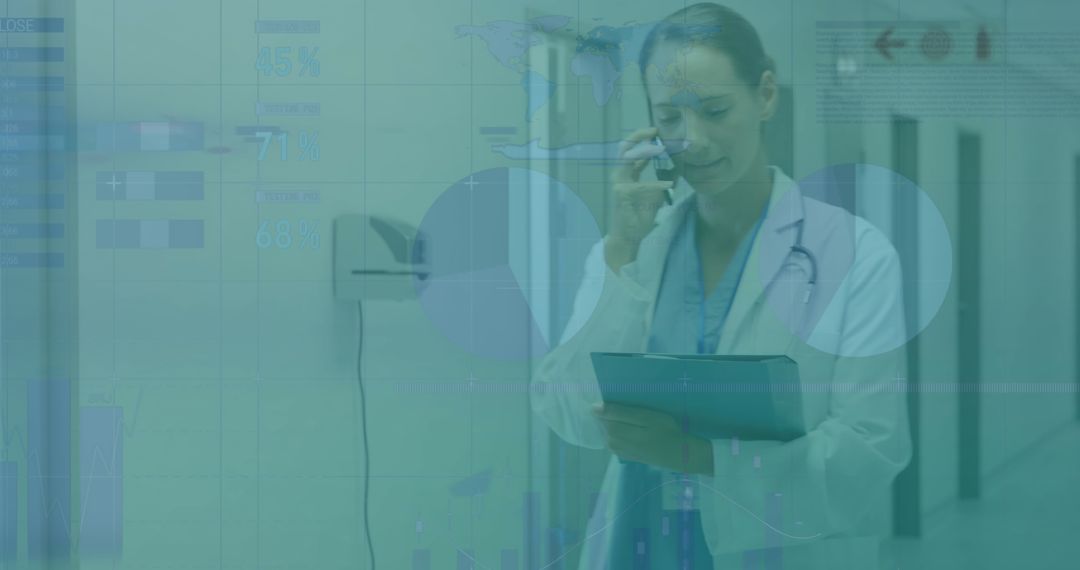 Tech-Enhanced Healthcare: Doctor Analyzing Data in Modern Environment