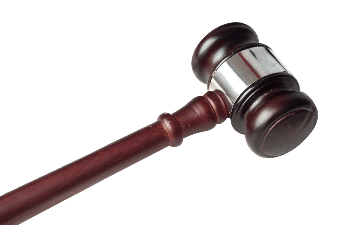 Top View of Judge's Gavel on Transparent Background