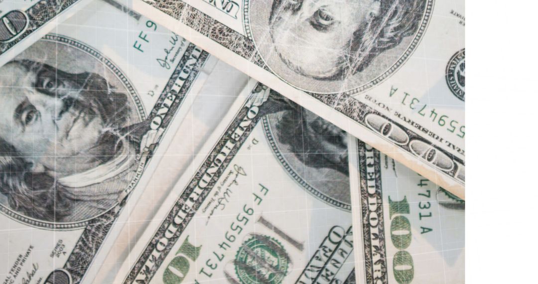 US Dollar Banknotes Overlapping in Abstract Pattern