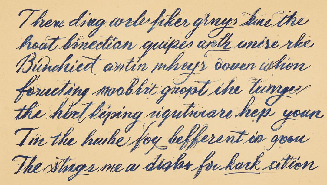 Handwritten cursive on cream paper: artful calligraphy