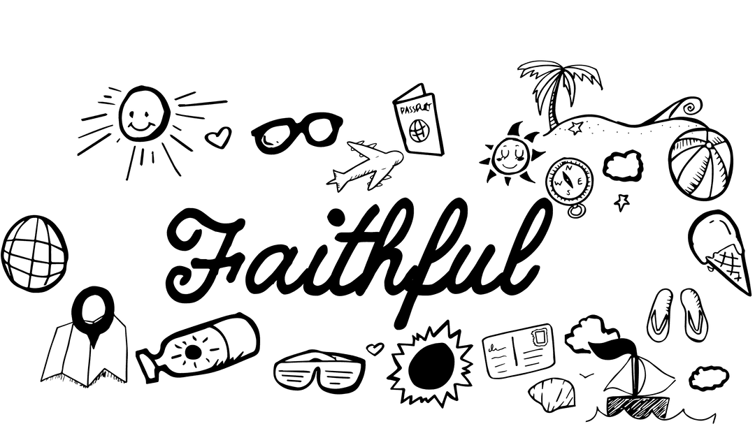 Vacation Icon Set with Faithful Text on Transparent Background