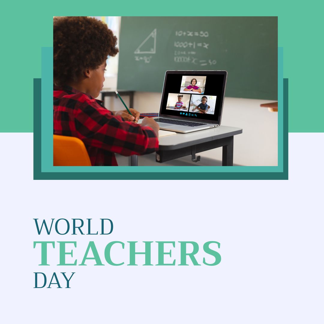 World Teachers Day Celebration with Boy in Virtual Class