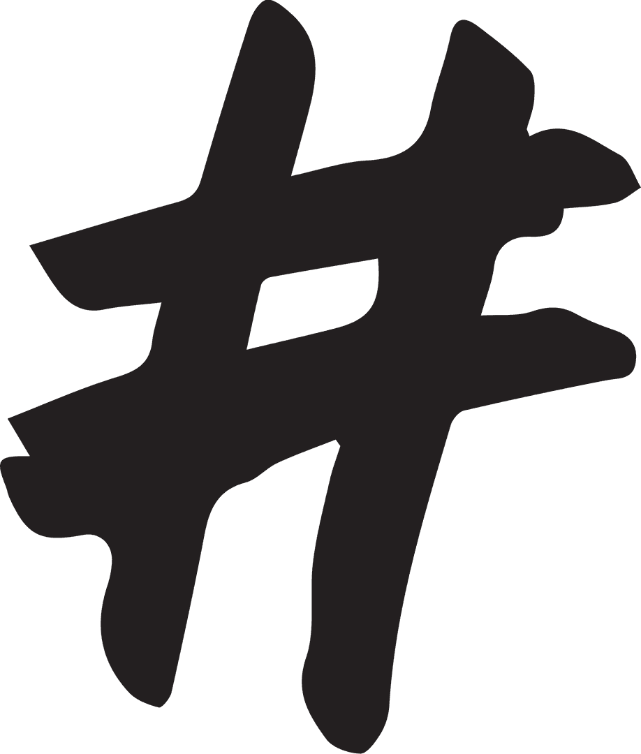 Black Hashtag Symbol Transparent Background Digital Illustration