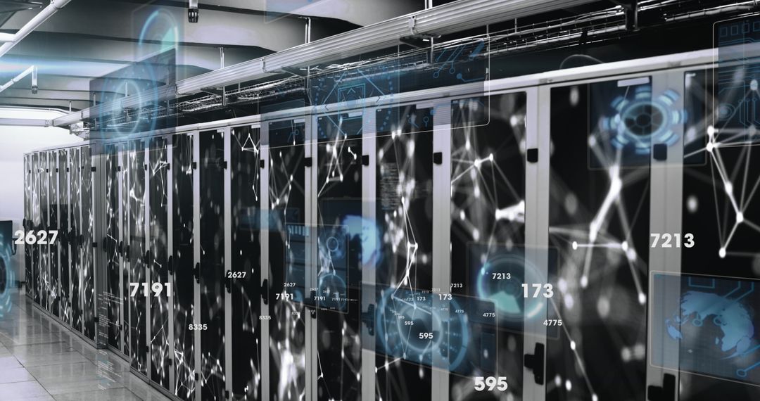 Futuristic Computer Interface in High-Tech Server Room