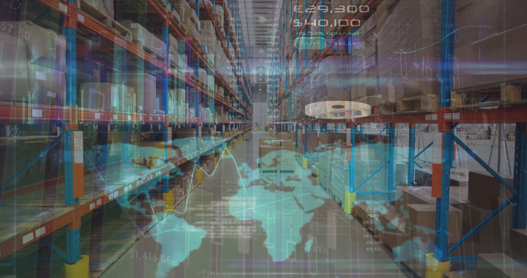 Smart Warehouse Array with Global Data Visualization Concept