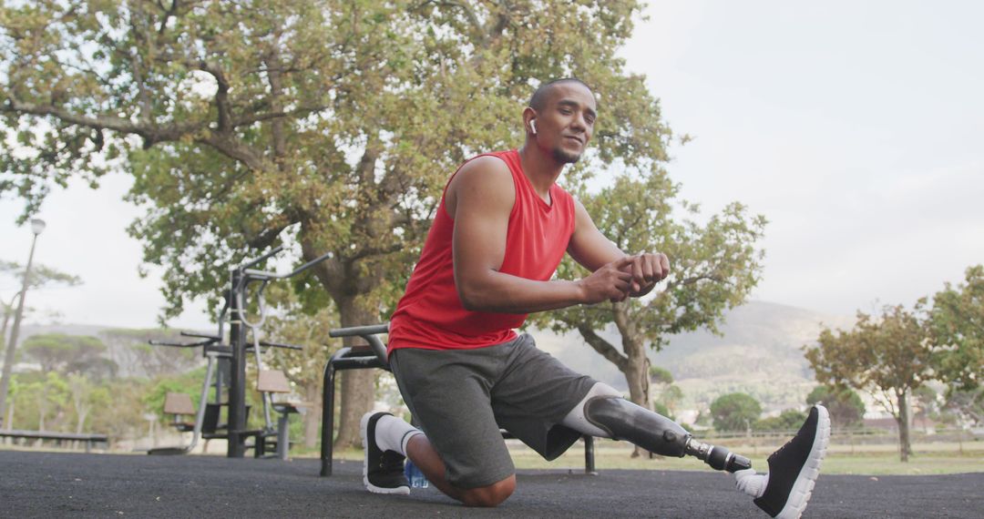 Athletic Man with Prosthetic Leg Exercising Outdoors - Free Images, Stock Photos and Pictures on Pikwizard.com