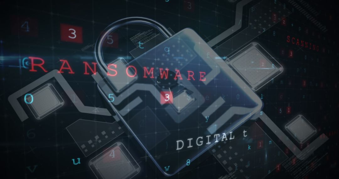 Digital Lock and Ransomware Concept in Cybersecurity