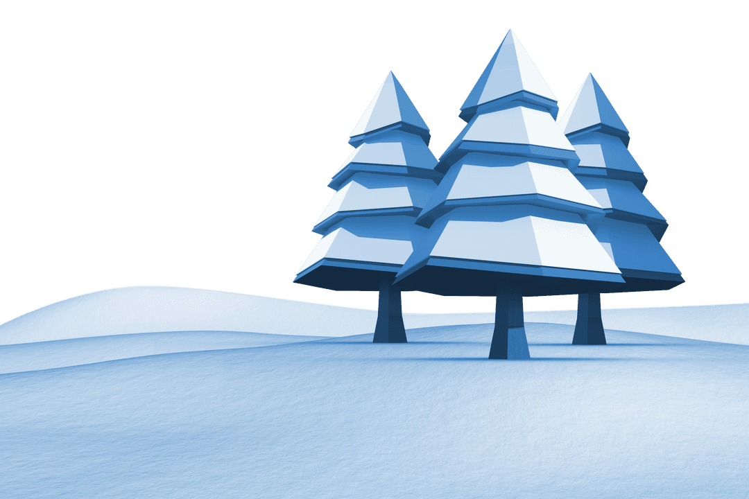 Transparent Snowy Fir Trees in Winter Landscape