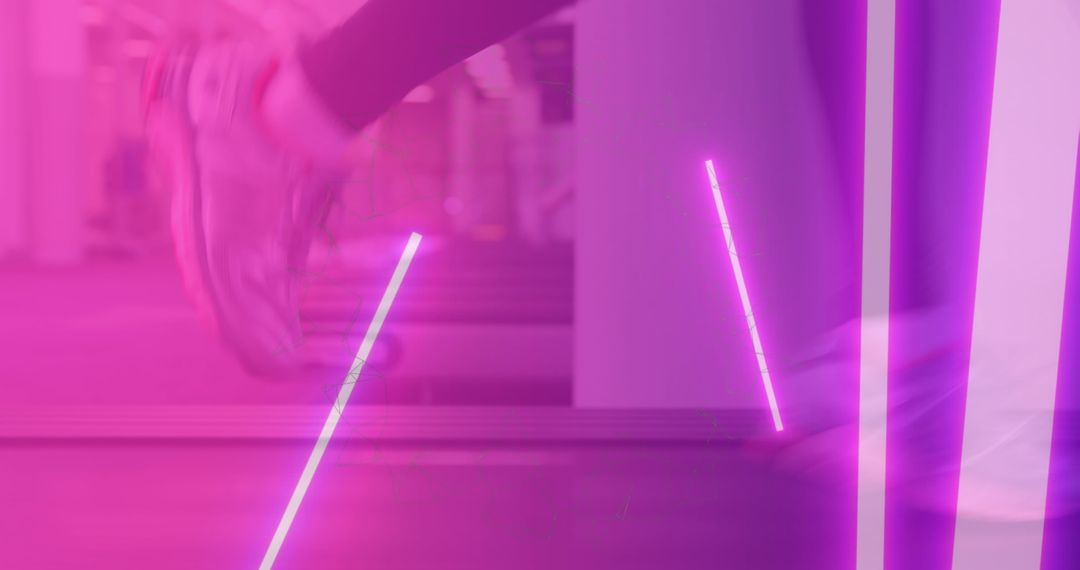 Athlete Running on Treadmill with Neon Pink Accents