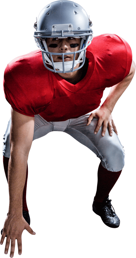 Transparent American Football Player Prepared for Action