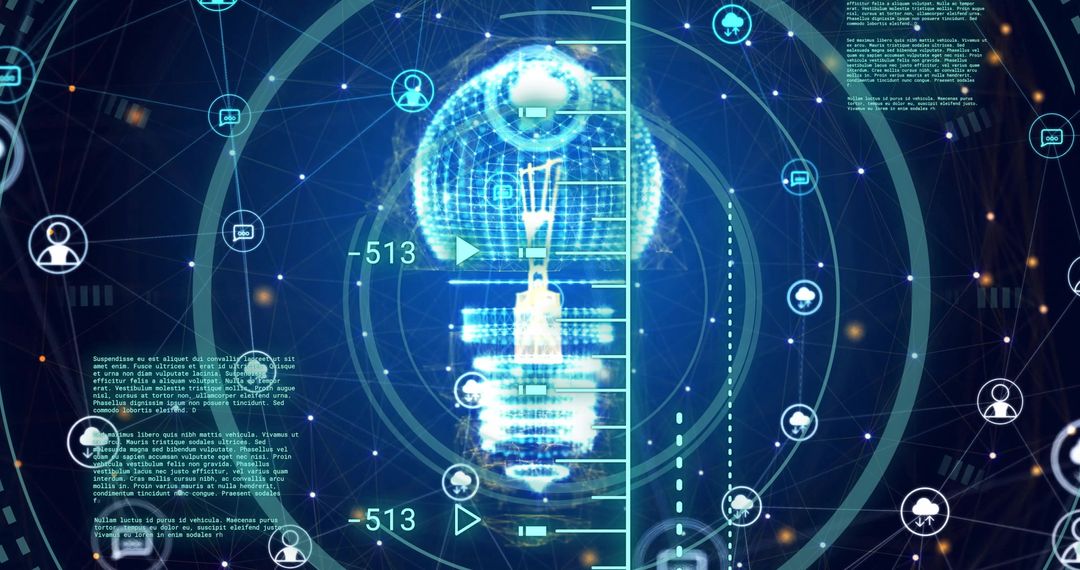 Futuristic Digital Interface with AI and Data Networks