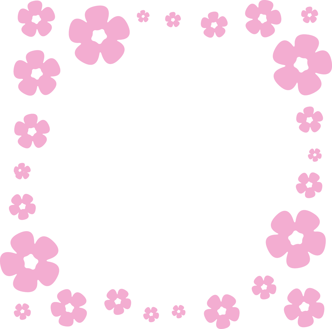 Transparent Floral Frame with Pink Petaled Flowers