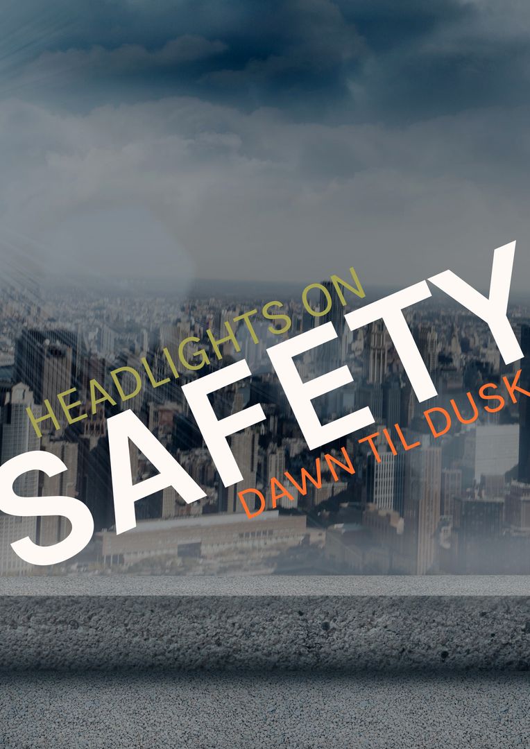 Headlights On Safety Dawn Til Dusk over Cityscape Background - Download Free Stock Templates Pikwizard.com