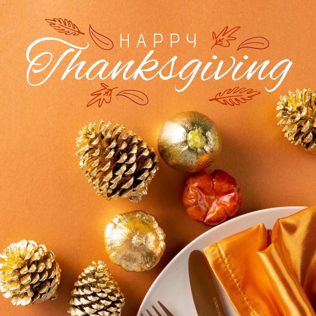 Composition of happy thanksgiving day text over decorations - Download Free Stock Templates Pikwizard.com