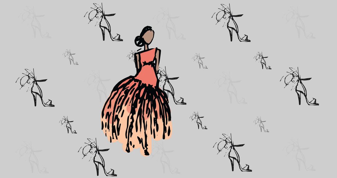 Elegant Fashion Trend Pattern with Stylish Model Sketch