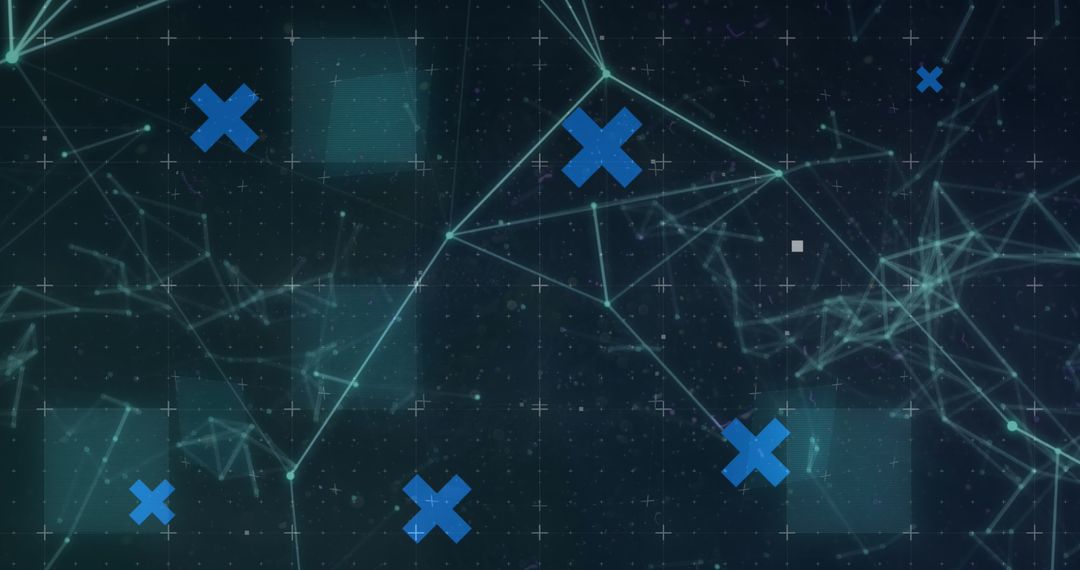 Futuristic Digital Network with Abstract Grid and Shapes