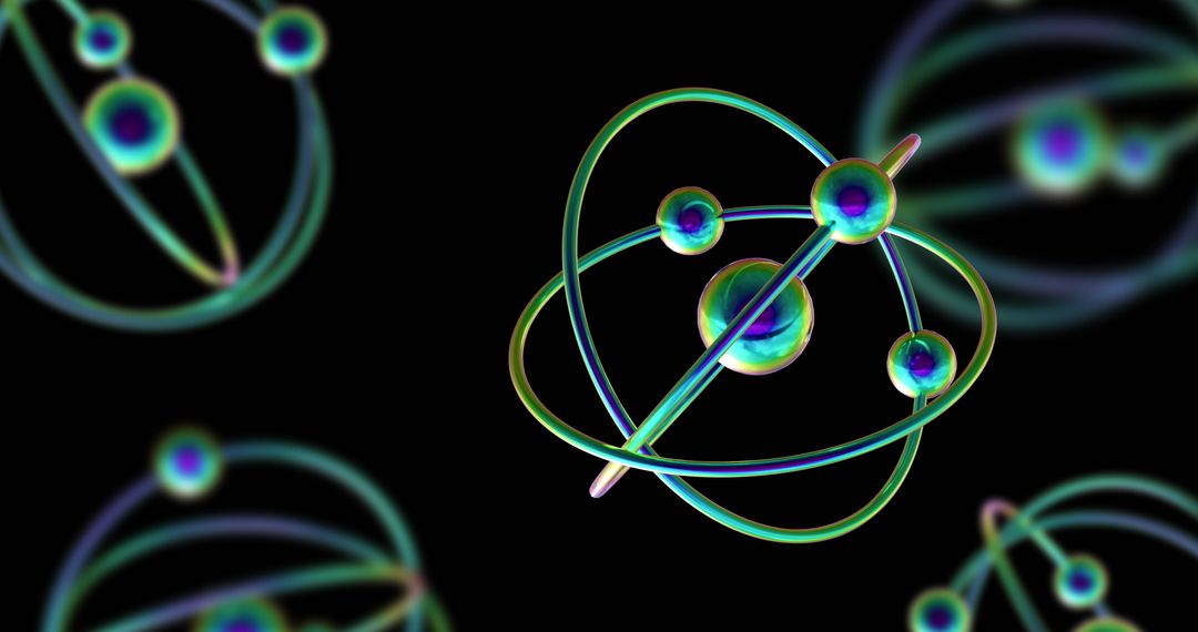 Futuristic Atomic Model Spinning on Dark Background - Free Images, Stock Photos and Pictures on Pikwizard.com